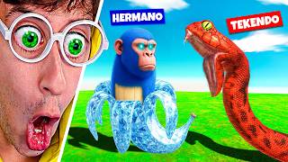 BRAINROTS vs TITANOBOAS 🐍🍌!! (Batalla por Equipos vs HERMANO) | Animal Battle Simulator TEKENDO