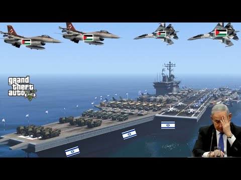 Israeli Navy Aircraft Carrier Badly Destroyed by Irani Fighter Jets in Jerusalem Sea - GTA 5