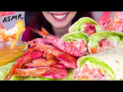 ASMR: SHRIMP COCKTAIL 🍤 & CRUNCHY VEGGIE WRAPS 🌯 | Whispering Mukbang - 먹방 | Real Eating Sounds