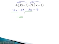 Distributing and Combining Like Terms in Algebra