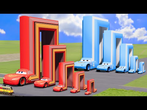 Big & Small Long Square Lightning Mcqueen vs Big & Small Long Square King Dinoco | BeamNG.Drive