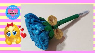 Caneta flor azul ÓTIMA PARA LEMBRANÇA #cestadepresente #artesanato #diadasmães