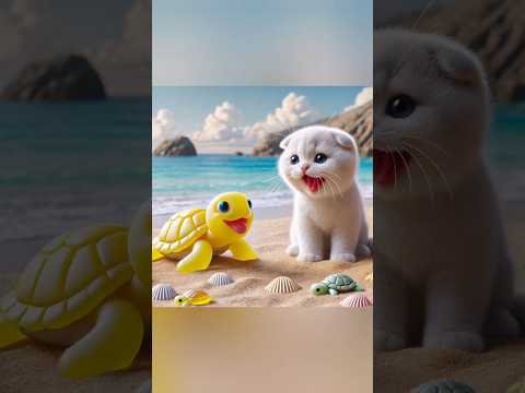 Kucing tertawa melihat kura2 singa laut hiu lumba2 ikan hias jadi gummy warna warni #cat #animals