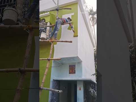 Asian paints colour Apply first coat outside wall Painting #shorts #viral #painting #wallpaint #art
