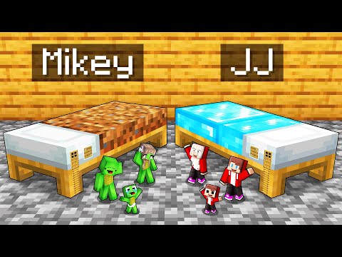 Mikey Family POOR vs JJ Family RICH HOUSE INSIDE BED Survival Battle in Minecraft (Maizen)