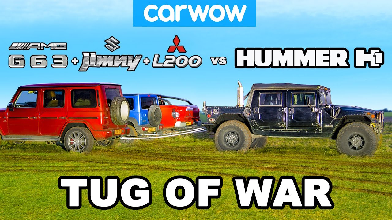 Hummer H1 vs G63 + Jimny + L200: TUG OF WAR!