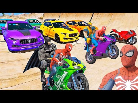 CORRIDA DE MOTOS DO HOMEM ARANHA NA RAMPA ONDULADA 2 - GTA 5