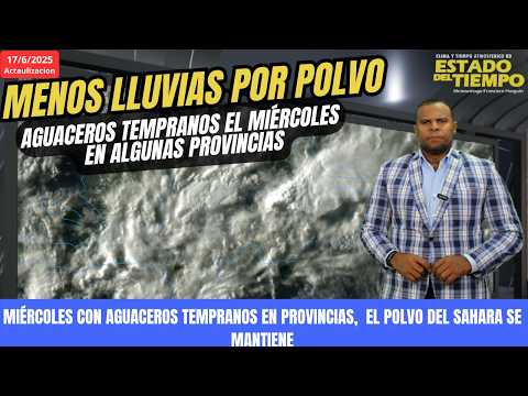 AGUACEROS TEMPRANOS ESTE MIÉRCOLES. EL POLVO DEL SAHARA SIGUE AFECTANDO EL CARIBE