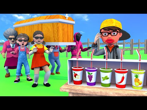 Scary Teacher 3D vs Squid Game Choose Correct Favorite Drink Flavor and Coffin Dance Challenge