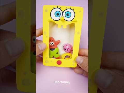 Cute SpongeBob Phone DIY ๐ฑ | Clay & Paper Craft | BearFamily #shorts #funny #art