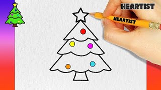 How to Draw 🎄 Christmas Tree 🎄 | Easy, Fast, Step by Step for kids