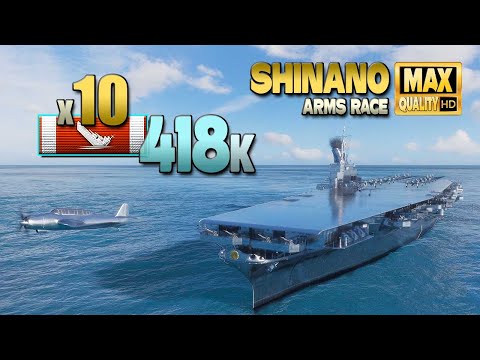 Shinano with  400k damage and 10 destroyed ships   World of Warships