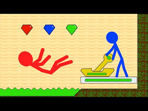 Watergirl and Fireboy Stickman Animation Grass Temple Parkour (NEW EDITION)