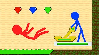 Watergirl and Fireboy Stickman Animation Grass Temple Parkour (NEW EDITION)