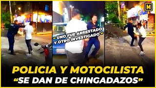 Motociclista y Policía se ponen a "BOXEAR", fueron SANCIONADOS los 2