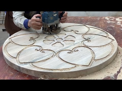 Skillful Woodworking - Instruct For Creating Outstanding Flowers On Table By Elderly Carpenter