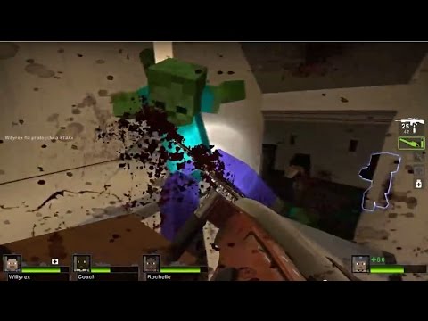 MOTOSIERRA DESTROZA ZOMBIS!! - Willyrex Y sTaXx - MINECRAFT MOD - LEFT 4 DEAD 2 [Parte 3]