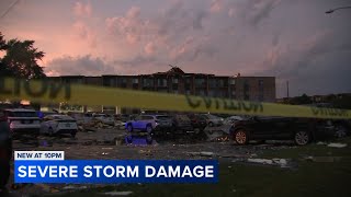 Severe storms rip roof off suburban apartment complex, down trees in parts of Chicago area