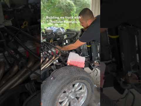 Building my truck with youtube tutorials 😂 #youtube #tutorial #comdey #silverado #singlecab #cateye
