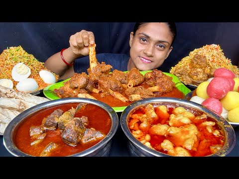 Mutton Kaleji Curry Mutton Fat Curry Mutton Curry Chicken Biryani Egg Biryani Romali Roti Eating 