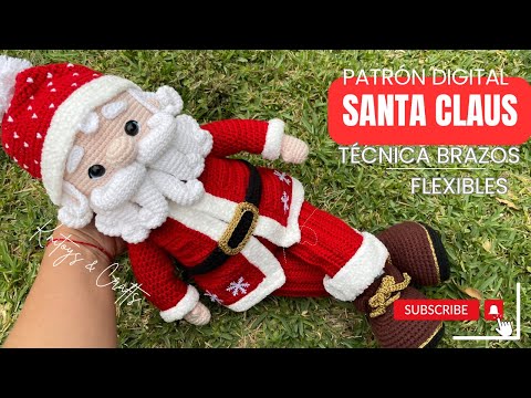 Espectacular SANTA CLAUS PAPÁ NOEL Amigurumi | PATRÓN DIGITAL - DOS Técnicas Brazos flexibles