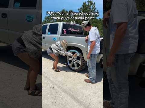 She finally figured out how they do it #trucks #squattedtrucks #chevy #ford #liftedtrucks