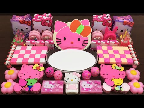 Pink Hello Kitty Slime | Mixing Makeup and Glitter into Slime ASMR! Satisfying Videos #480