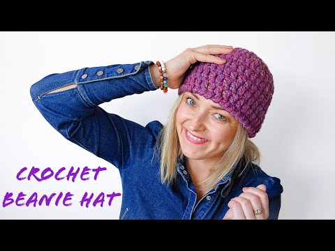 Left handed crochet beanie hat for beginners EASY