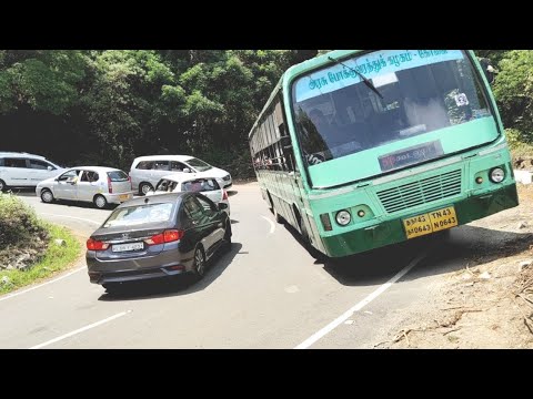Ooty To Gudalur Route Govt bus And Car Turning Hills Road Driving