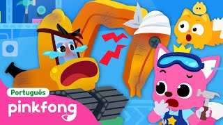 Braço da Escavadeira Quebrou! | Mecânico de Veículos | Pinkfong, Bebê Tubarão! Canções para Crianças