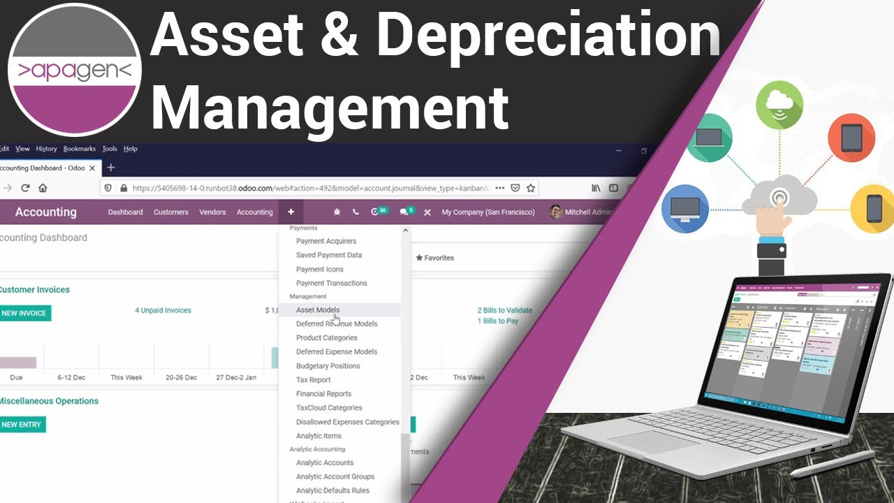 Odoo Demo - Asset & Depreciation Management | Apagen Solutions Pvt. Ltd. (Odoo Service Provider) | 16.12.2020

In this video we are going to demonstrate #AssetManagement & #DepreciationManagement under #OdooAccounting Odoo ...