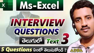 03 👉 Ms-Excel Text-3 🏆5 Interview Questions నేర్చుకోండి || 😎 Basic to Expert Level ||