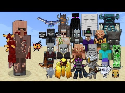 Infected Villager vs All Minecraft Mobs & Minecraft Dungeons mobs - Minecraft Mob Battle