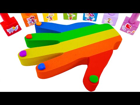 ASMR Kinetic Sand | How To Make Rainbow Hand From Kinetic Sand Cutting & Nail Polish | By Yo Yo