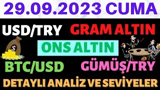 GRAM ALTIN - USD/TRY - ONS - GÜMÜŞ/TRY - BTC/USD DETAYLI ANALİZ VE YORUMLAR  29.09.2023 CUMA -