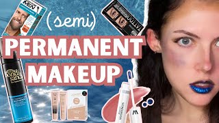 trying PERMANENT makeup hacks // 100% waterproof - go swimming on a 1st date