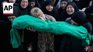 YouTube video thumbnail: Mourners Bid Farewell to Family Killed in Israeli Strike on Lebanon