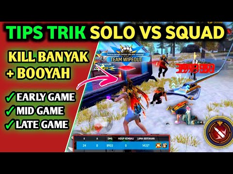 TIPS & TRIK BERMAIN SOLO VS SQUAD BAR-BAR 2025 || Kill Banyak Booyah Terus - Cara Jago Main ff