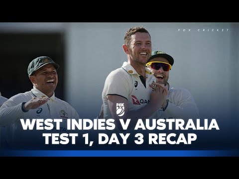 HAZLEWOOD TAKES 4 as Australia close in on victory I West Indies v Australia, 1st Test, Day 3