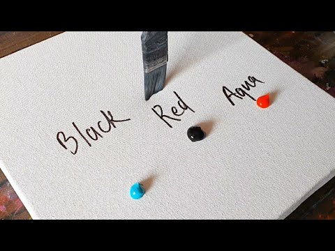 Black / Red / Aqua / Abstract Landscape Painting Demo / For beginners / Daily Art Therapy /Day #0179