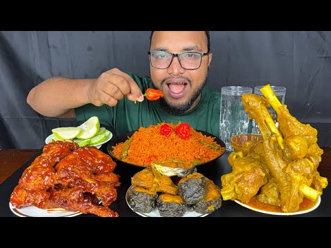 MUTTON CURRY, CHICKEN LEG PIECE FRY AND FISH FRY WITH SEHEZWANI FRIED RICE EATING SHOW, MUKBANG EATS