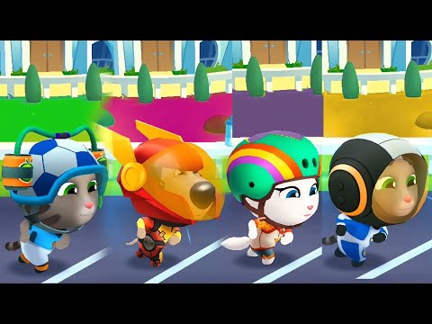 Talking Tom Gold Run - Competition Race - Gameplay - Hank, Angela, Ginger