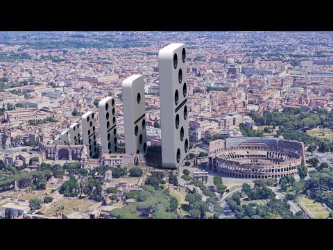 Domino Effect - The largest domino simulation on Real Footage V3