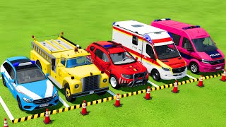 TRANSPORTING POLICE VEHICLES, AMBULANCE CAR, FIRE DEPARTMENT WITH MAN TRUCKS ! Farming Simulator 22