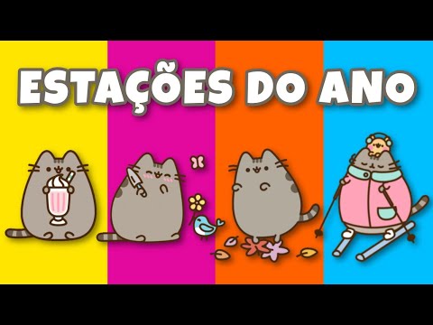 AS ESTAÇÕES DO ANO PARA CRIANÇAS COM GATINHOS KAWAII - PRIMAVERA, VERÃO, OUTONO E INVERNO