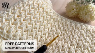 SUPER EASY Crochet Pattern for Beginners (1 ROW REP)! 👌 Crochet Stitch for Baby Blanket, Bag & Scarf