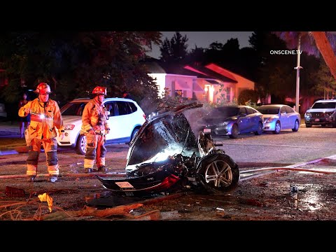Driver Killed After Car Splits in Half in Fiery Crash