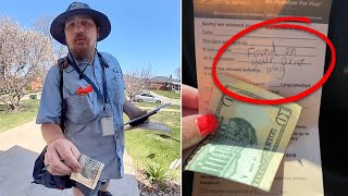 Woman finds $10 in door, then sees the note and gets emotional