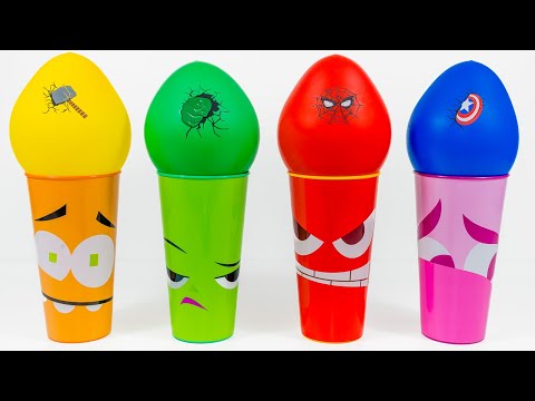 Oddly Satisfying Video  How I Made 4 Rainbow Balloons in Coffee Cups with Sharp Objects, ASMR