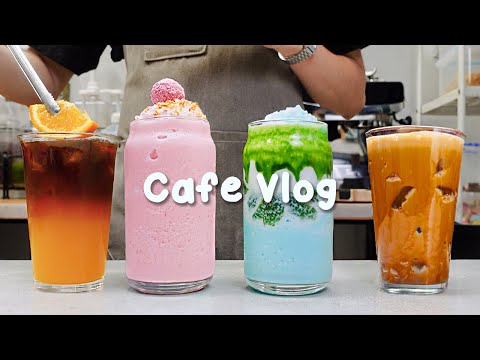 🍵음료의 색상이 조화로 눈을 만족시키다💙지치고 힘들 땐 음료 ASMR로 힐링해요/카페브이로그/Cafe Vlog/ASMR/Tasty Coffee